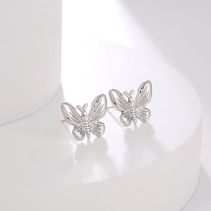 1 Pair Casual Simple Style Sunflower Heart Shape Butterfly Stainless Steel 18K Gold Plated Ear Studs