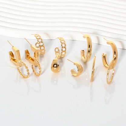 1 Set Sweet Simple Style Round Heart Shape Plating Iron Gold Plated Ear Studs