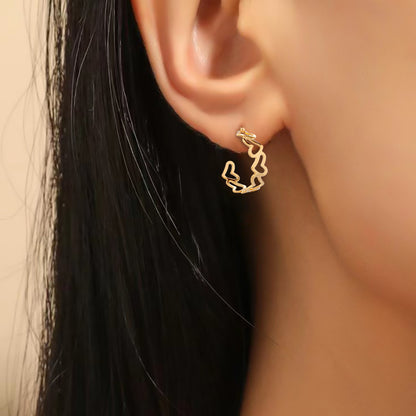 1 Set Sweet Simple Style Round Heart Shape Plating Iron Gold Plated Ear Studs