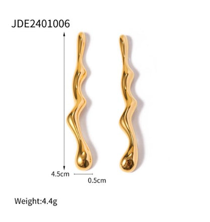 1 Pair IG Style Irregular Solid Color Stainless Steel 18K Gold Plated Ear Studs