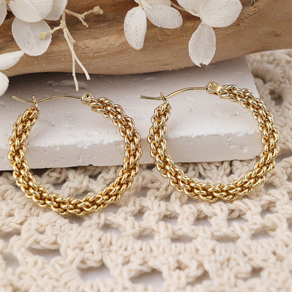 1 Pair IG Style Casual Geometric Stainless Steel 18K Gold Plated Hoop Earrings