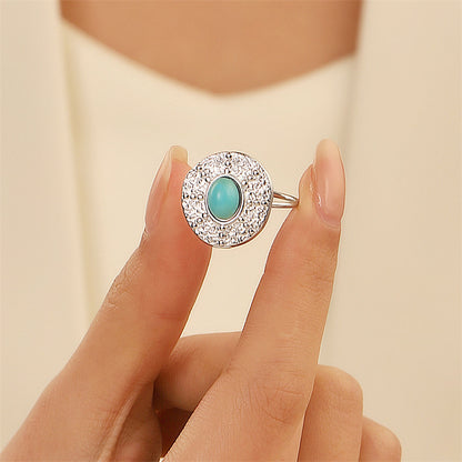 Titanium Steel 18K Gold Plated Casual Elegant Sun Heart Shape Turquoise Open Rings