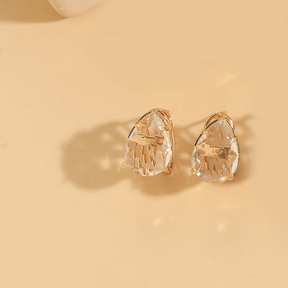 1 Pair Vintage Style Simple Style Commute Water Droplets Inlay Copper Zircon 14K Gold Plated Ear Studs