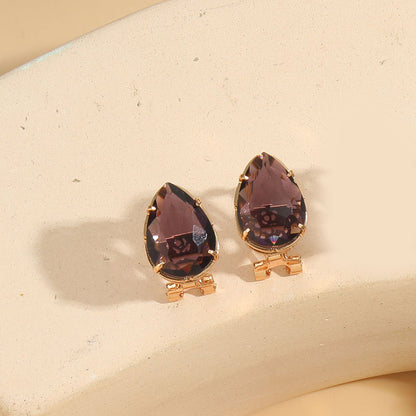 1 Pair Vintage Style Simple Style Commute Water Droplets Inlay Copper Zircon 14K Gold Plated Ear Studs