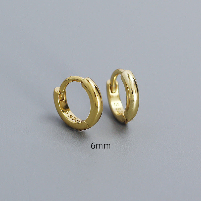 1 Pair Simple Style Round Plating Sterling Silver Hoop Earrings