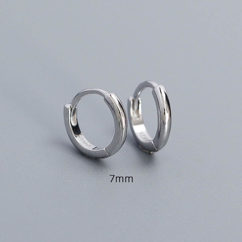 1 Pair Simple Style Round Plating Sterling Silver Hoop Earrings