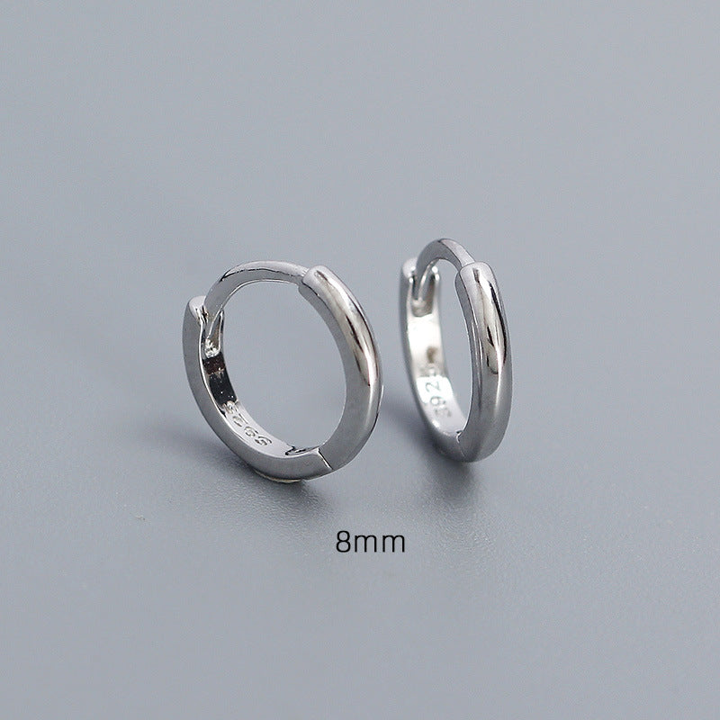 1 Pair Simple Style Round Plating Sterling Silver Hoop Earrings