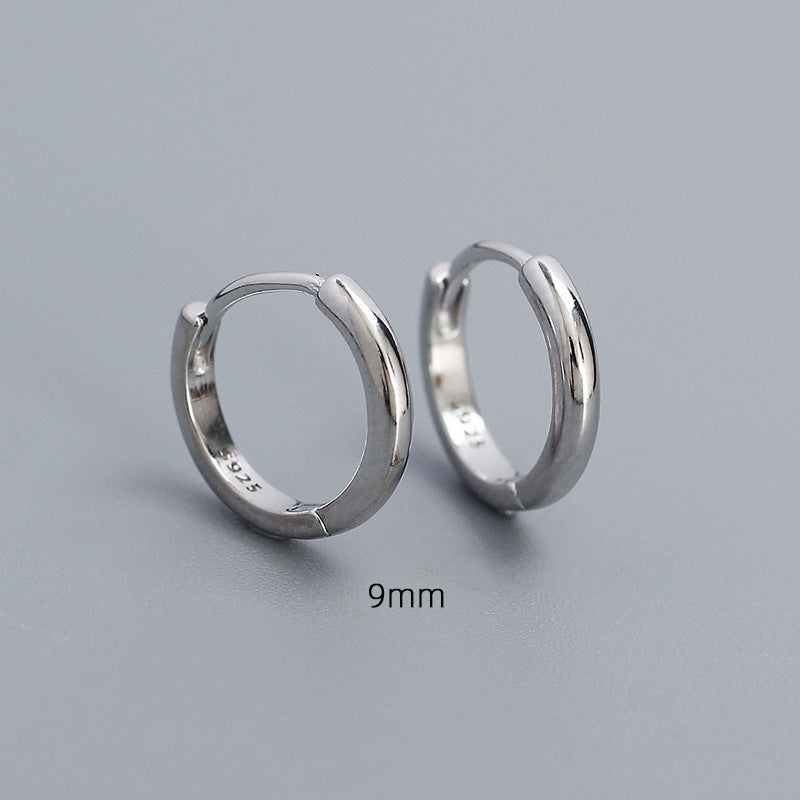 1 Pair Simple Style Round Plating Sterling Silver Hoop Earrings