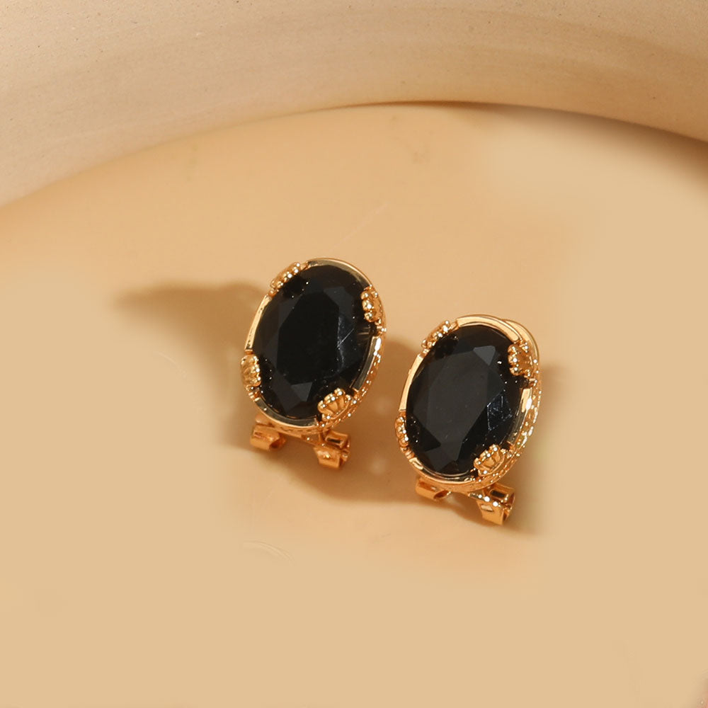 1 Pair Vintage Style Simple Style Commute Oval Inlay Copper Zircon 14K Gold Plated Ear Studs