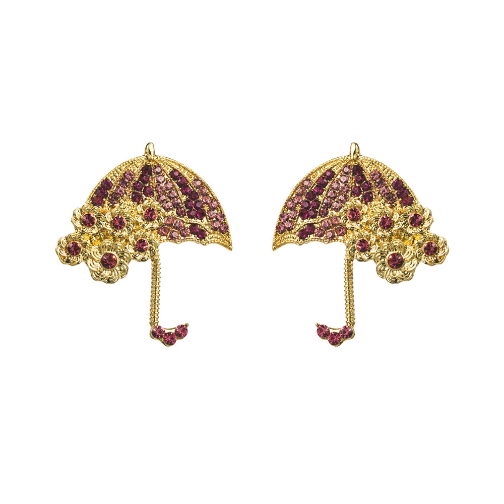 1 Pair Casual Umbrella Inlay Alloy Rhinestones Gold Plated Silver Plated Ear Studs