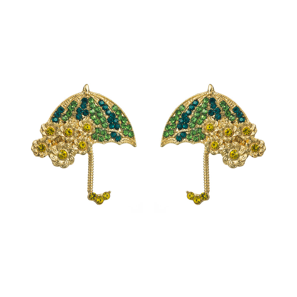 1 Pair Casual Umbrella Inlay Alloy Rhinestones Gold Plated Silver Plated Ear Studs