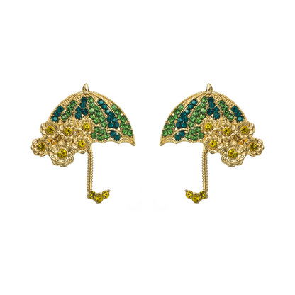 1 Pair Casual Umbrella Inlay Alloy Rhinestones Gold Plated Silver Plated Ear Studs