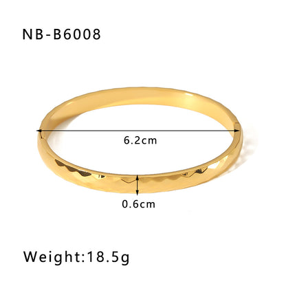 Stainless Steel 18K Gold Plated Simple Style Geometric Inlay Zircon Bangle