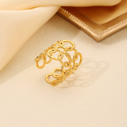 Stainless Steel 18K Gold Plated Casual Classic Style Geometric Open Rings