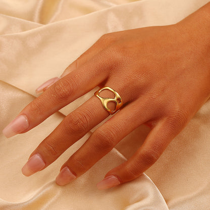 Stainless Steel 18K Gold Plated Casual Classic Style Geometric Open Rings