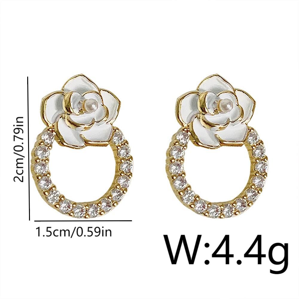 1 Pair Simple Style Classic Style Flower Inlay Copper Zircon 18K Gold Plated Ear Studs