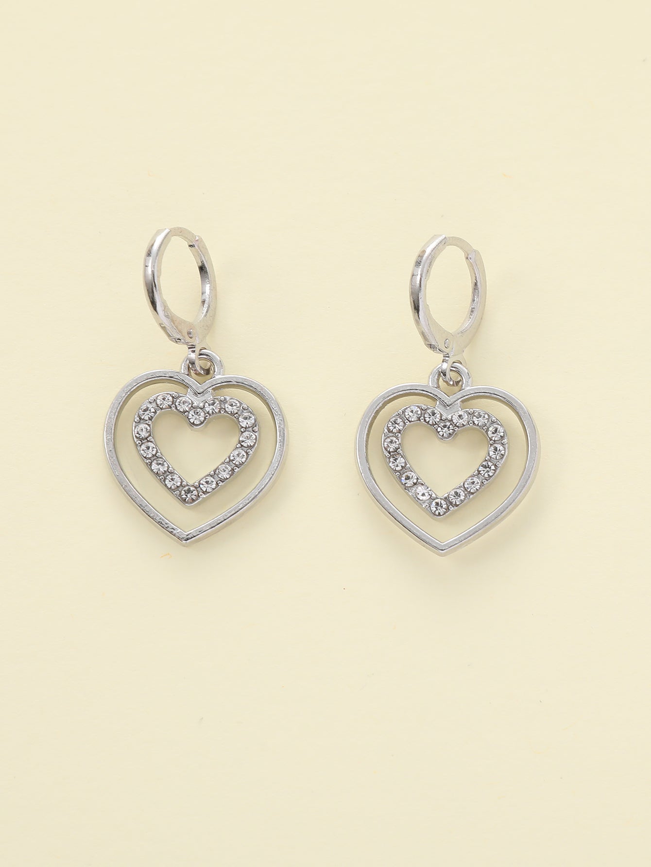 1 Piece Casual Simple Style Letter Heart Shape Stainless Steel Zircon Drop Earrings