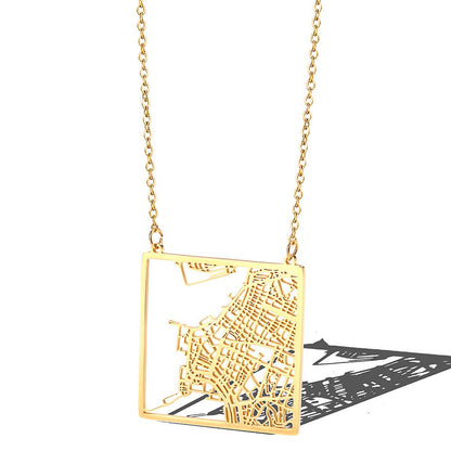 Stainless Steel 18K Gold Plated Casual Simple Style Map Pendant Necklace