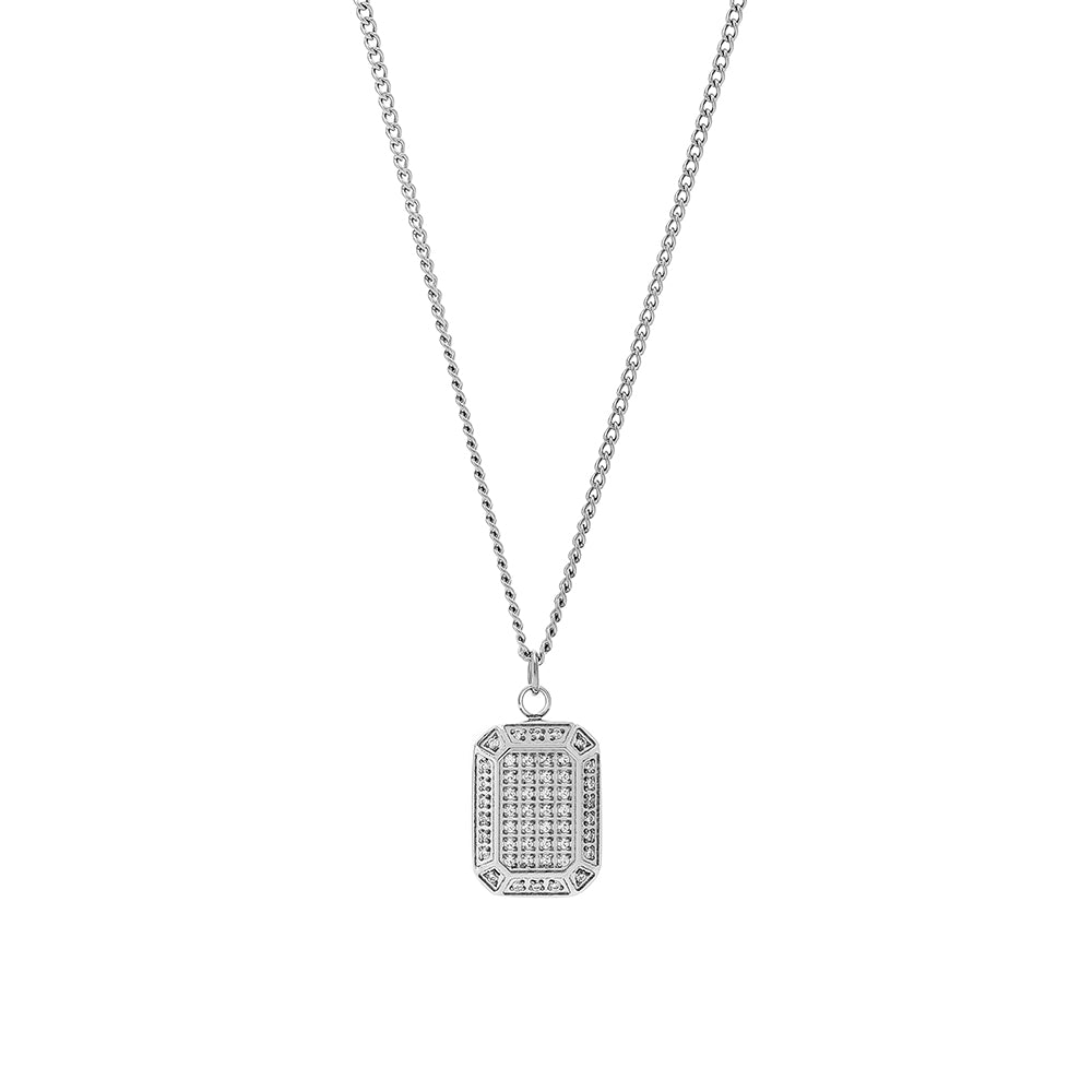 Stainless Steel 18K Gold Plated Simple Style Geometric Inlay Zircon Pendant Necklace