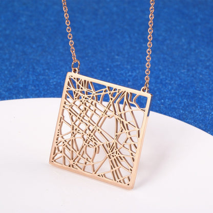 Stainless Steel 18K Gold Plated Casual Simple Style Map Pendant Necklace