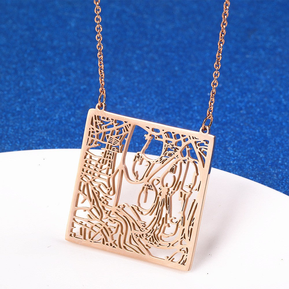 Stainless Steel 18K Gold Plated Casual Simple Style Map Pendant Necklace