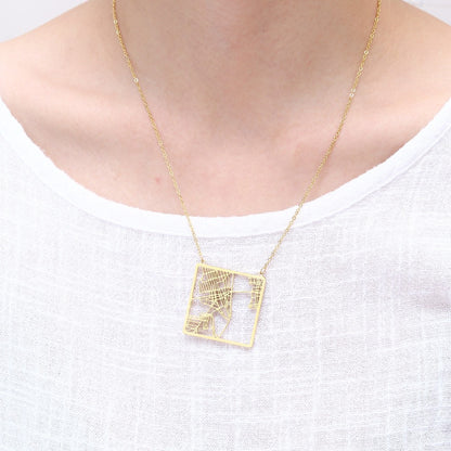 Stainless Steel 18K Gold Plated Casual Simple Style Map Pendant Necklace