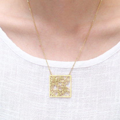 Stainless Steel 18K Gold Plated Casual Simple Style Map Pendant Necklace