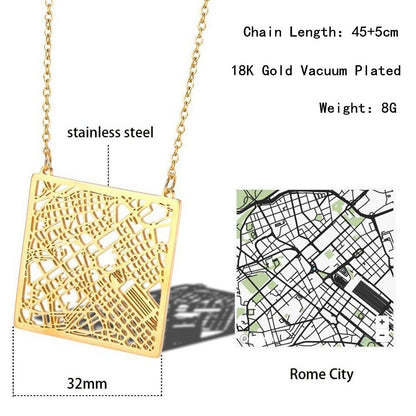 Stainless Steel 18K Gold Plated Casual Simple Style Map Pendant Necklace