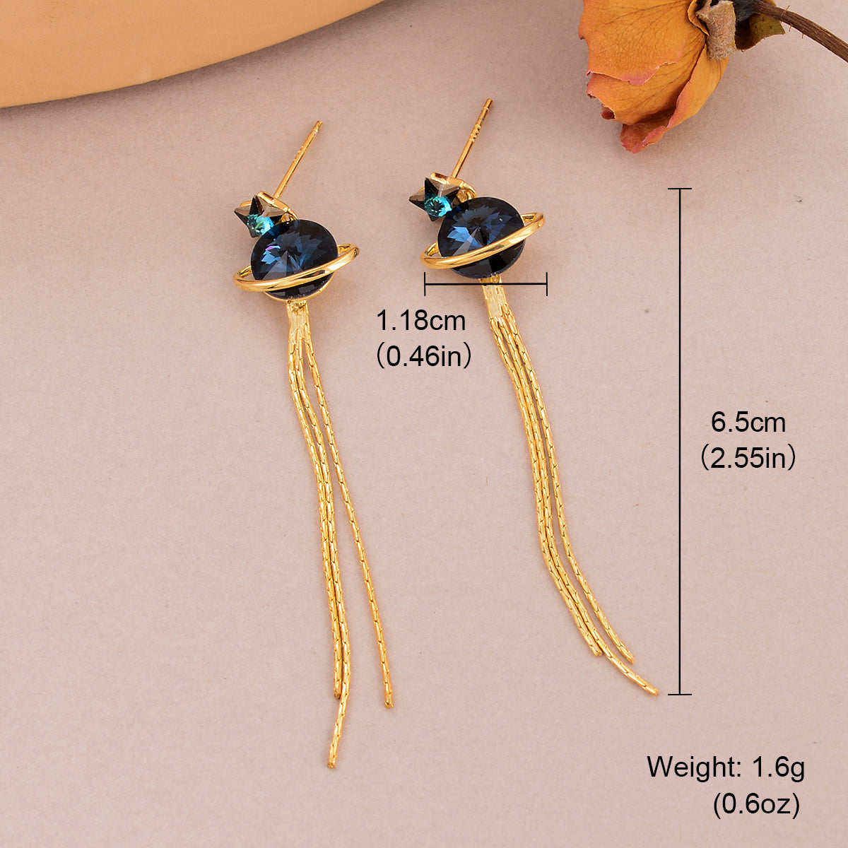 1 Pair Elegant Simple Style Tassel Planet Tassel Inlay Copper Rhinestones 18K Gold Plated Drop Earrings