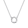 Sterling Silver Elegant Round Inlay Rhinestones Pendant Necklace