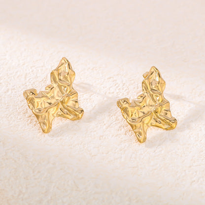 1 Pair Vintage Style Simple Style Irregular Pleated Stainless Steel 18K Gold Plated Ear Studs