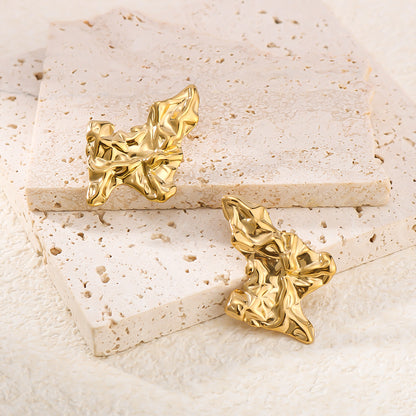 1 Pair Vintage Style Simple Style Irregular Pleated Stainless Steel 18K Gold Plated Ear Studs