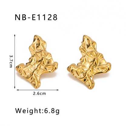 1 Pair Vintage Style Simple Style Irregular Pleated Stainless Steel 18K Gold Plated Ear Studs