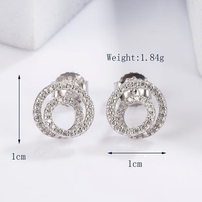 1 Pair Cute Sweet Circle Snake Butterfly Plating Inlay Sterling Silver Zircon White Gold Plated Ear Studs