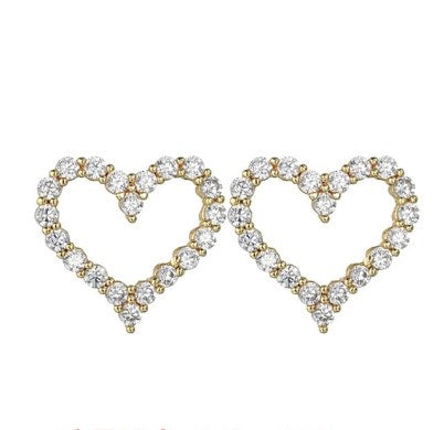 1 Pair Elegant Cute Luxurious Heart Shape Hollow Out Inlay Copper Alloy Brass Zircon 18K Gold Plated Black Plated Gun Ear Studs