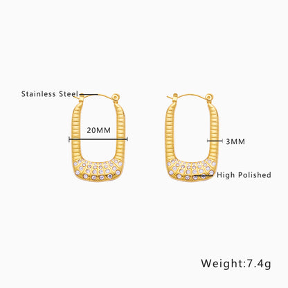 1 Pair Modern Style Simple Style British Style Solid Color Inlay Titanium Steel Zircon 18K Gold Plated Earrings