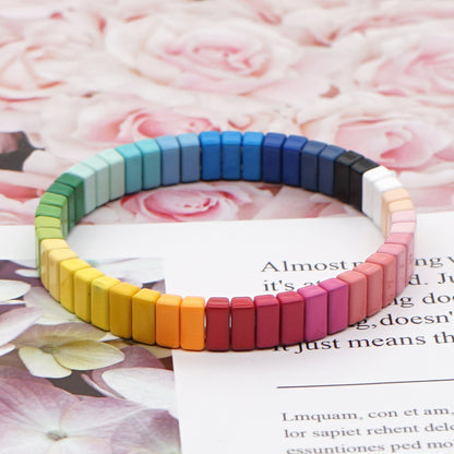 Fashion Couple Rainbow Enamel Alloy Bracelet