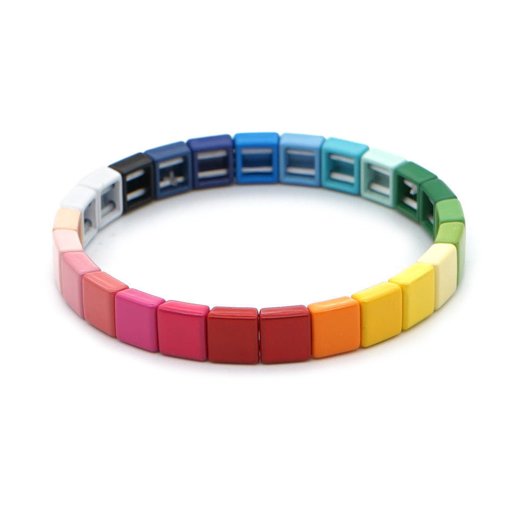 Fashion Couple Rainbow Enamel Alloy Bracelet