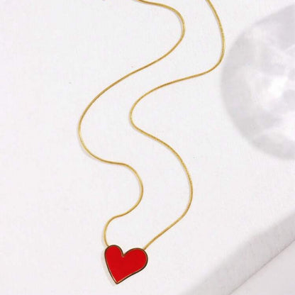 Stainless Steel Simple Style Classic Style Heart Shape Pendant Necklace