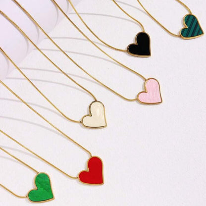 Stainless Steel Simple Style Classic Style Heart Shape Pendant Necklace