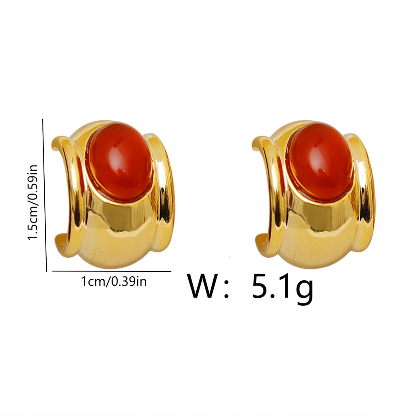 1 Pair Elegant Artistic C Shape Inlay Copper Zircon 18K Gold Plated Ear Studs