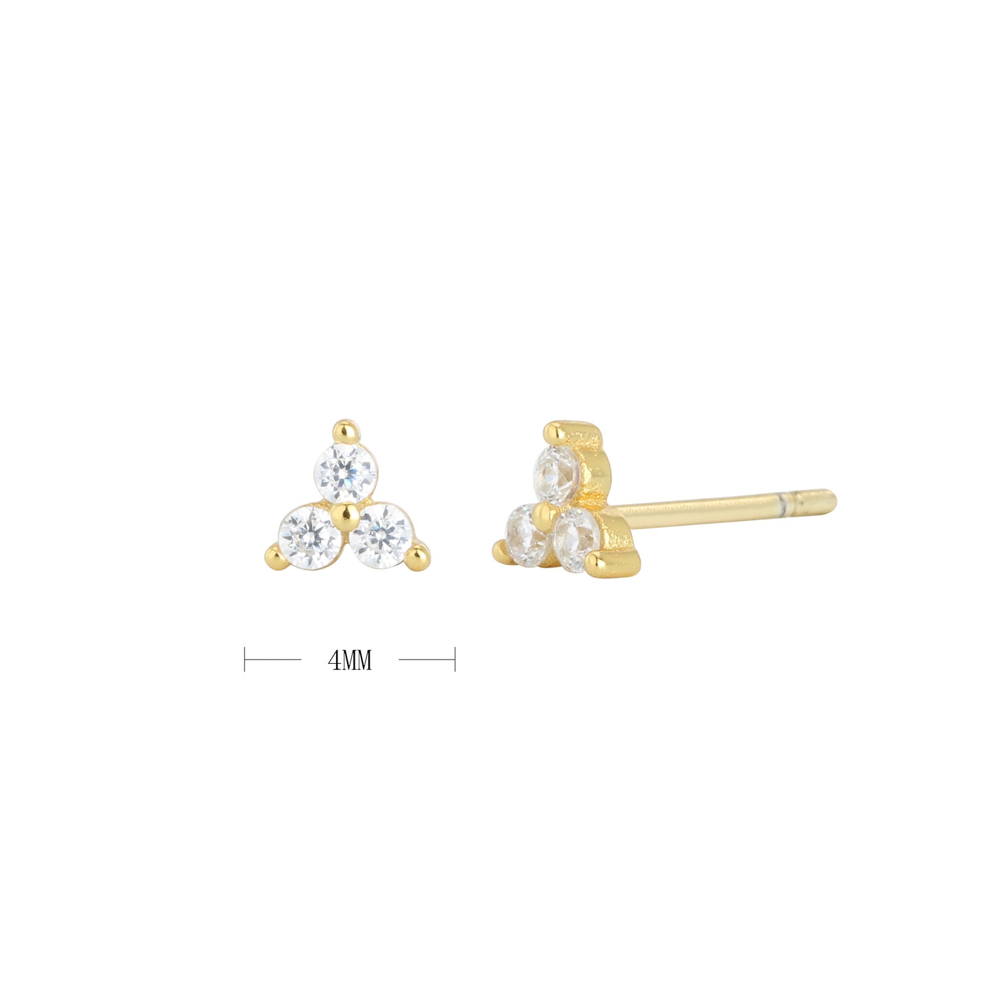 1 Pair Simple Style Triangle Plating Inlay Sterling Silver Zircon White Gold Plated Gold Plated Ear Studs