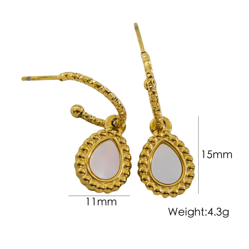 1 Pair IG Style Y2K Simple Style Round Star Heart Shape Inlay Stainless Steel Pearl Shell 14K Gold Plated Drop Earrings