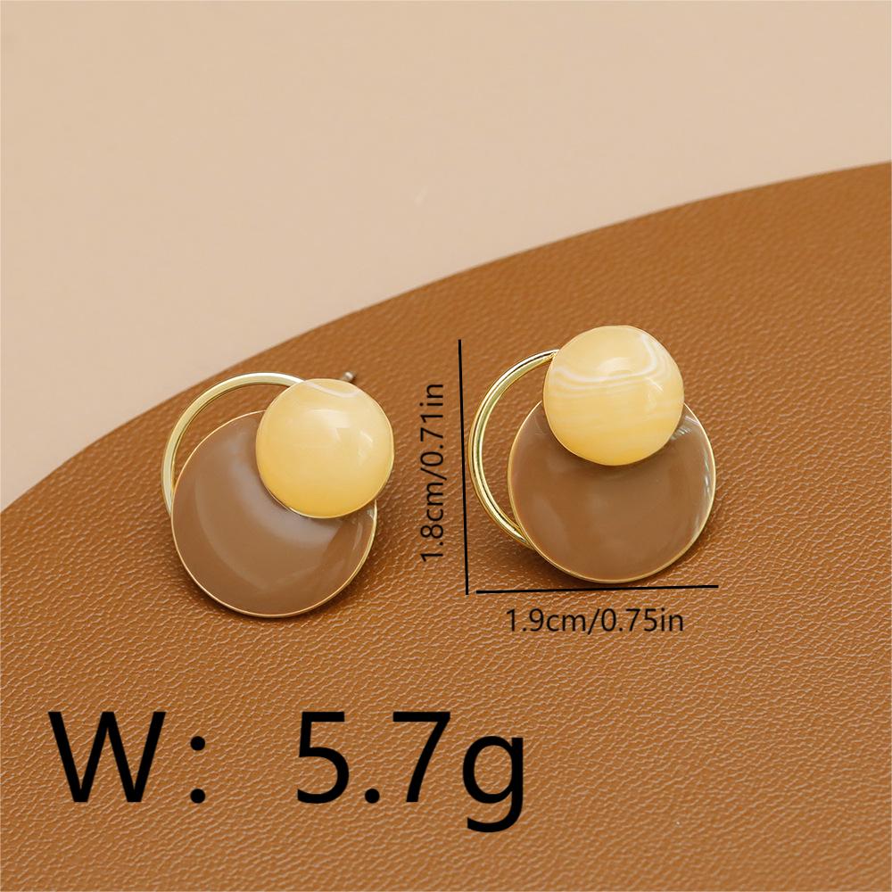 1 Pair Casual Elegant Sweet Round Enamel Copper 18K Gold Plated Ear Studs