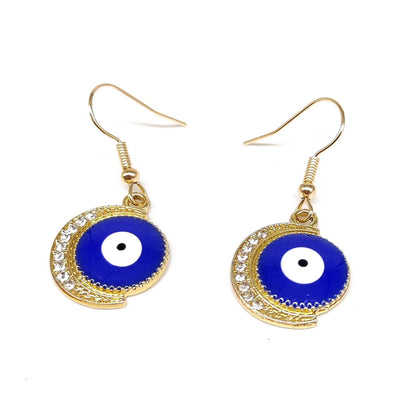 1 Pair IG Style Shiny Moon Eye Enamel Inlay Alloy Rhinestones Gold Plated Silver Plated Drop Earrings