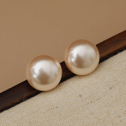 1 Pair Beach Sweet Artistic Round Enamel Inlay Copper Pearl 18K Gold Plated Ear Studs