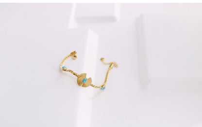 Stainless Steel IG Style Simple Style Sector Plating Inlay Turquoise Bracelets