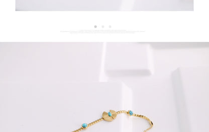 Stainless Steel IG Style Simple Style Sector Plating Inlay Turquoise Bracelets