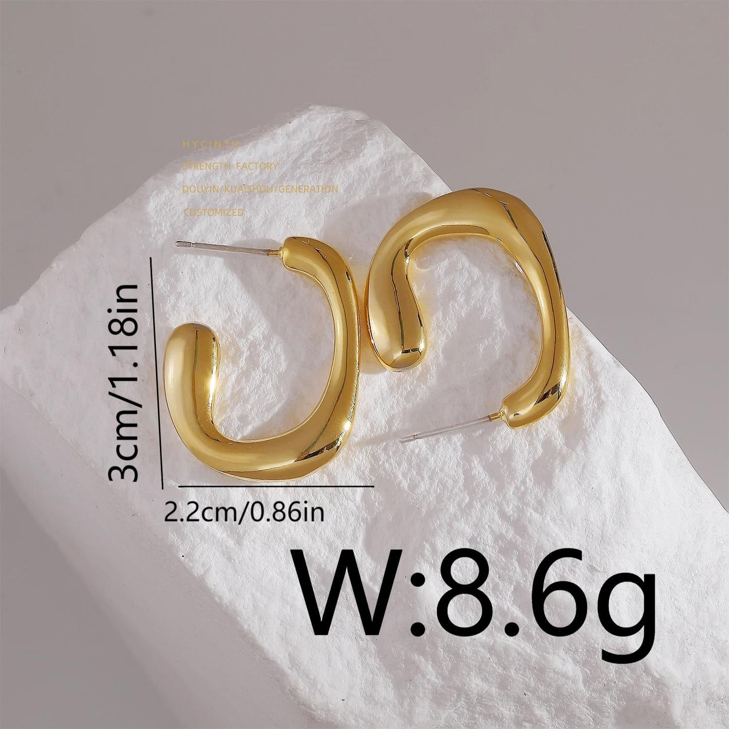 1 Pair Simple Style Classic Style C Shape Copper 18K Gold Plated Ear Studs