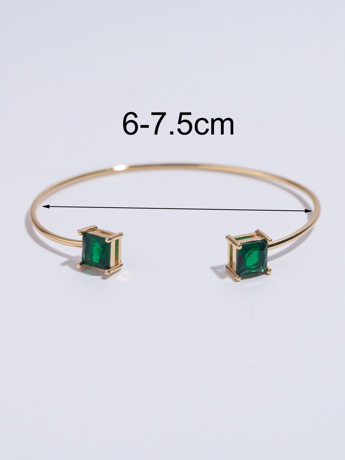 Copper 18K Gold Plated Simple Style Shiny Square Inlay Glass Stone Zircon Bangle